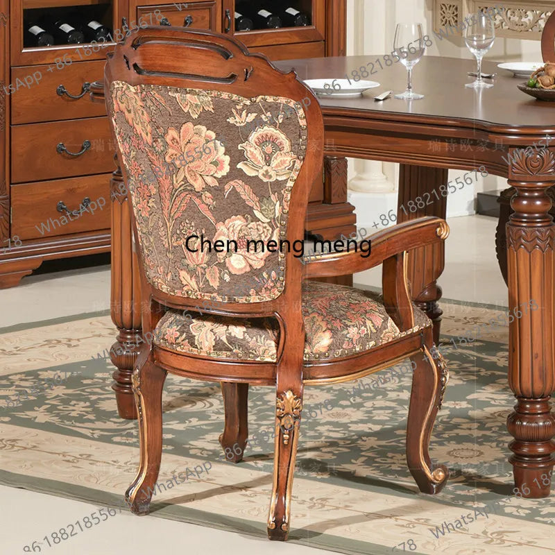 Y183 American country solid wood sofa chair casual backrest retro dining chair single fabric armchair
