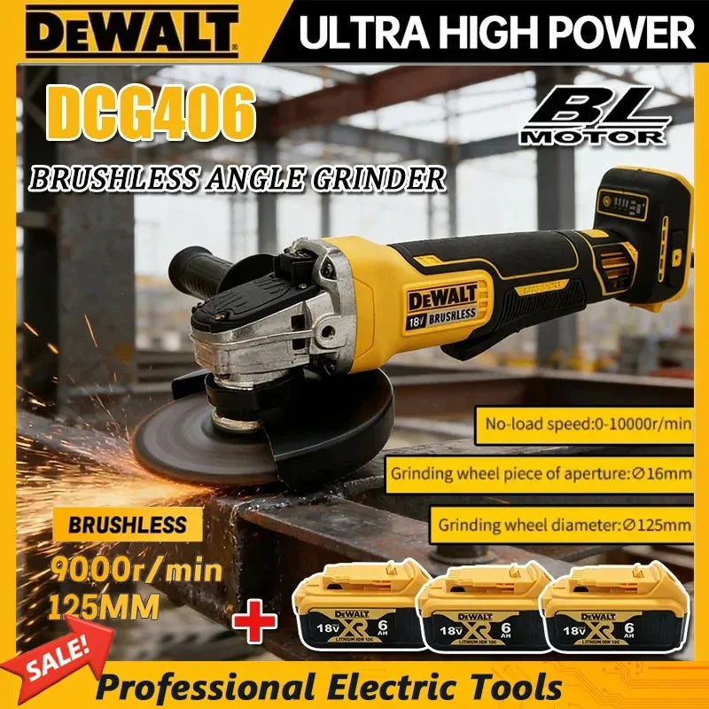 Dewalt DCG406 125MM Brushless Angle Grinder 9000RPM Cordless Cutting Machine Impact Polisher Machine 18V Rechargeable Power Tool