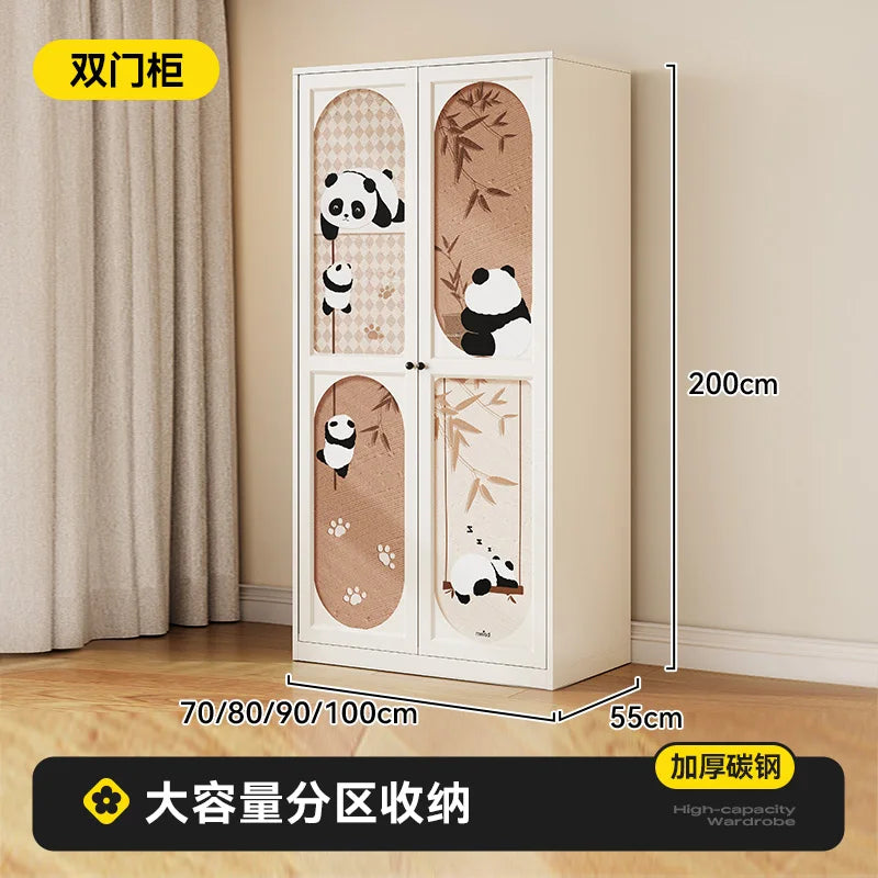 DUTRIEUX Wooden Kids Wardrobe Organizer With Fabric Storage