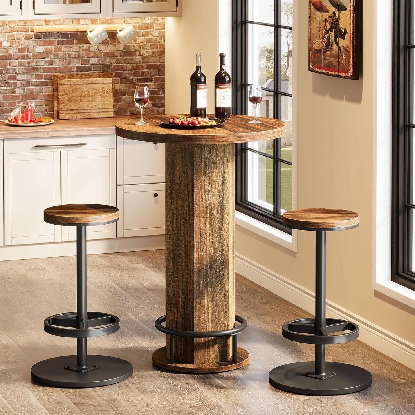 Little Tree Round Bar Table With Chairs Industrial Pub Set