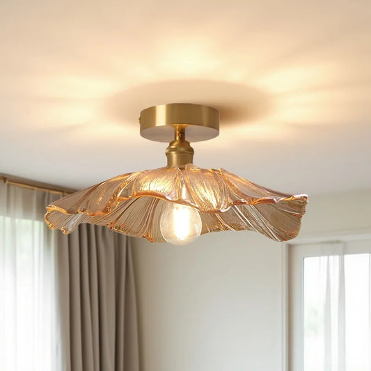2025 LED Vintage Flower Glass Ceiling Lamps Hallway Corridor Light Warm Light Retro Living Room Interior Decor Lighting HOT