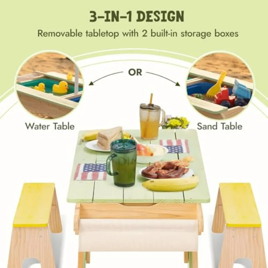 Three In One Sand Water Picnic Activity Table With Storage