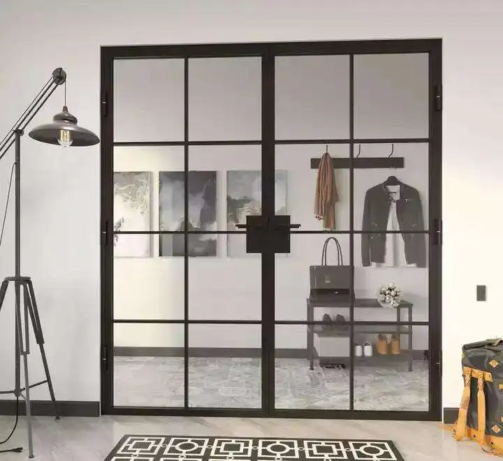 Household Heavy Duty Security French Door Aluminum Frame Glass French Entrance Door Long Lasting and Durable French Double Door