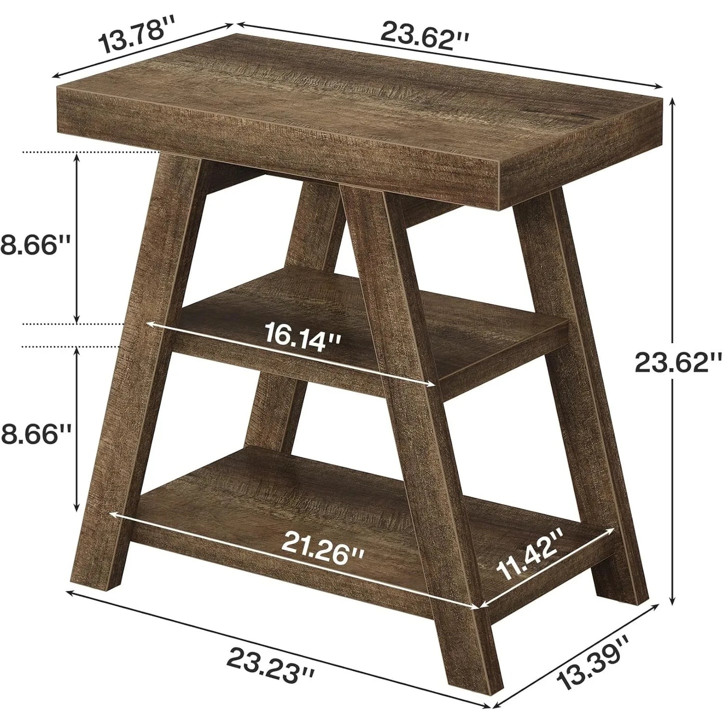 LITTLE TREE 3-Tier Small End Table, Farmhouse Wooden Side Table for Couch, Vintage Sofa Side Table for Living Room,Bedroom