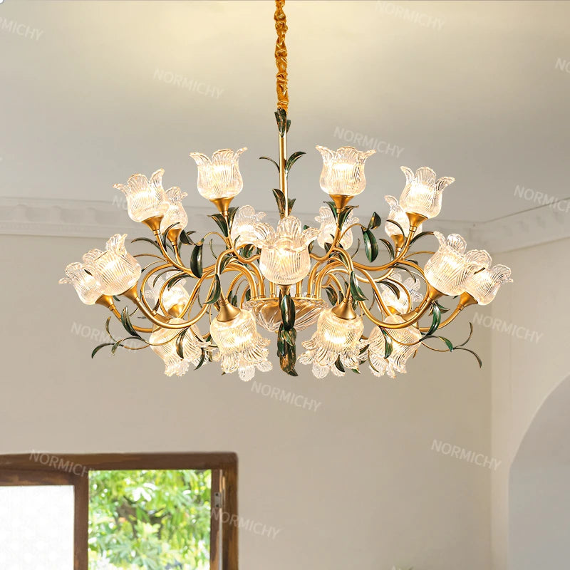 French Retro Living Room Pendant Light Glass Crystal Light Luxury Designer Cream Style High-Rise Mid-Range Restaurant Light
