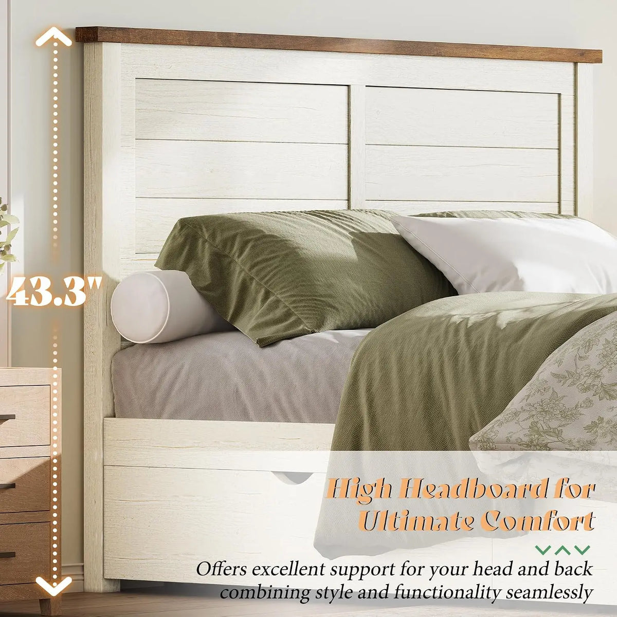 Twin Bed Frame With Headboard And 4 Storage Drawers Wood Slats