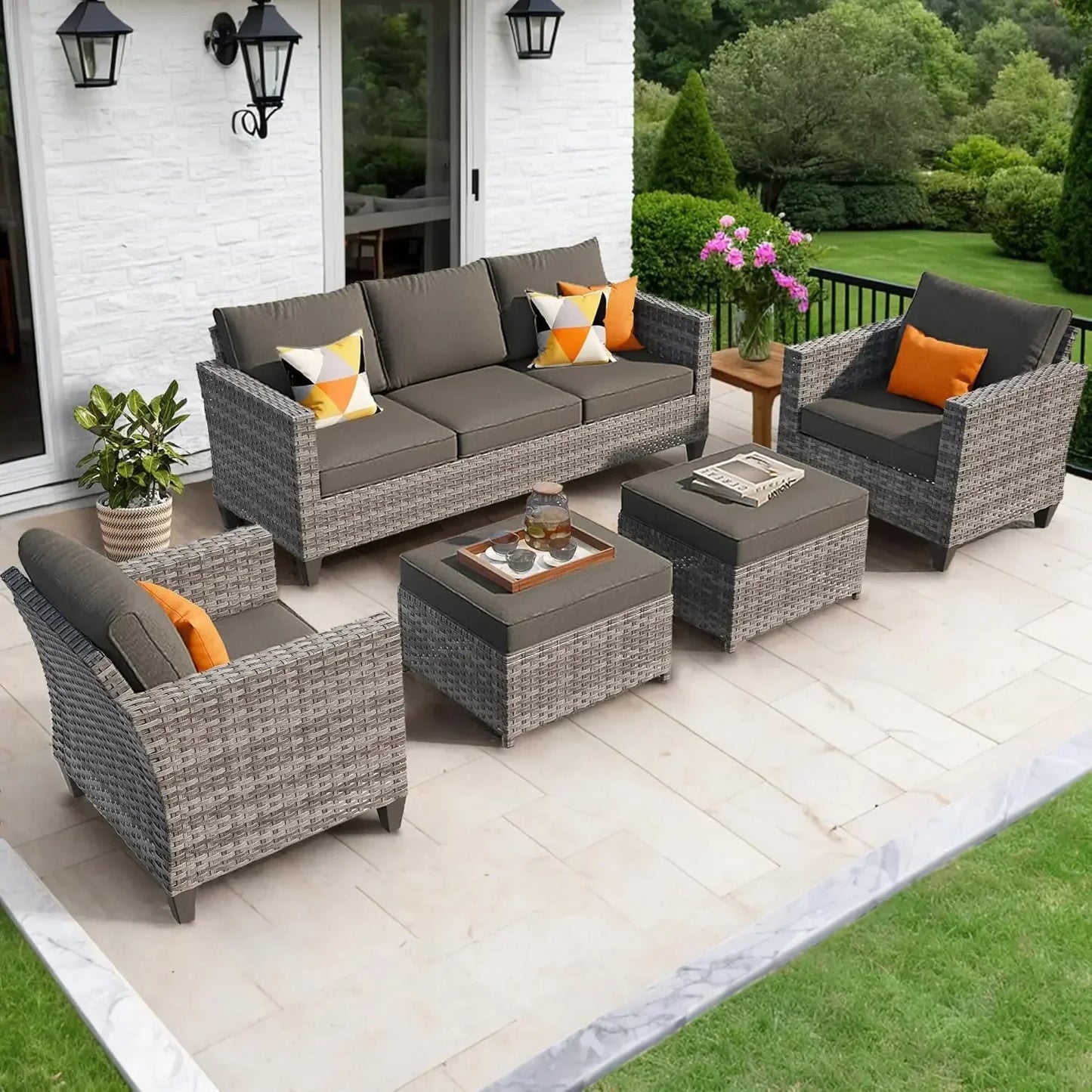 Patio Furniture Set Outdoor Wicker Sofa Couch All Weather