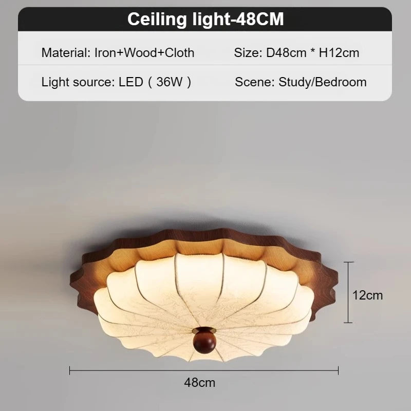 Bedroom Lights, Ceiling Lights, High-End Sense, Antique Style, Vintage Walnut Fabric, Nanyang Style Room Lighting Fixtures