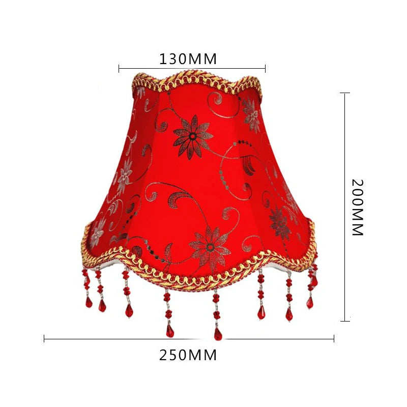 Vintage Floral Lampshade With Bead Trim For Nordic Home Decor