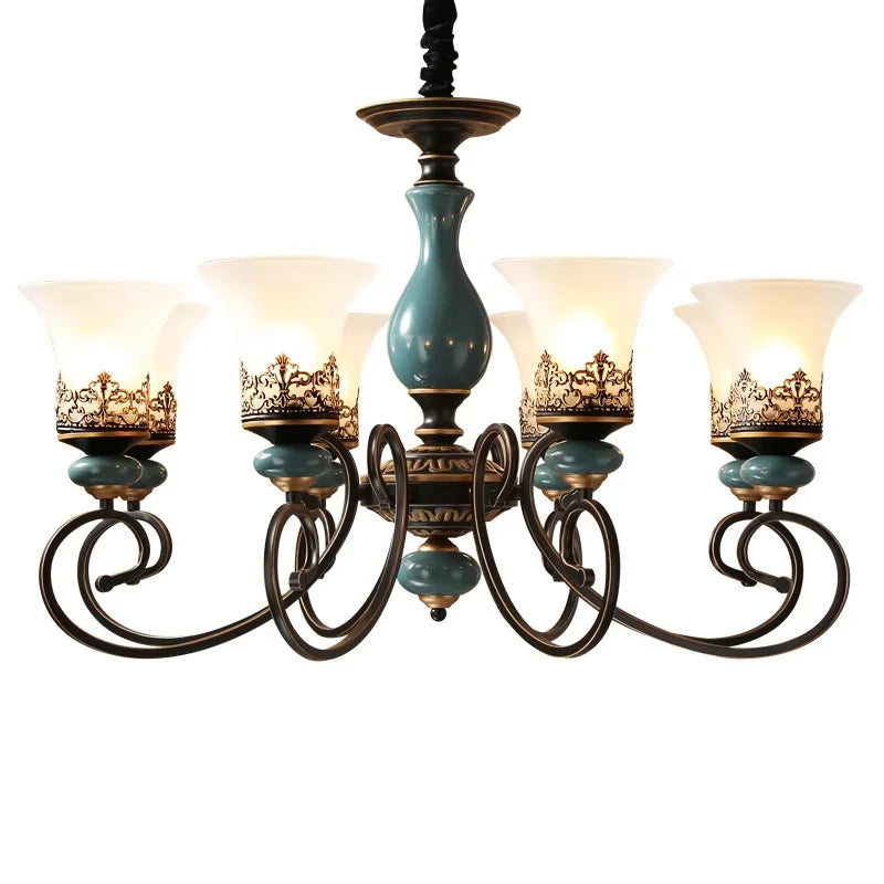 French Style Antique LED Ceramic Chandelier For Living Room