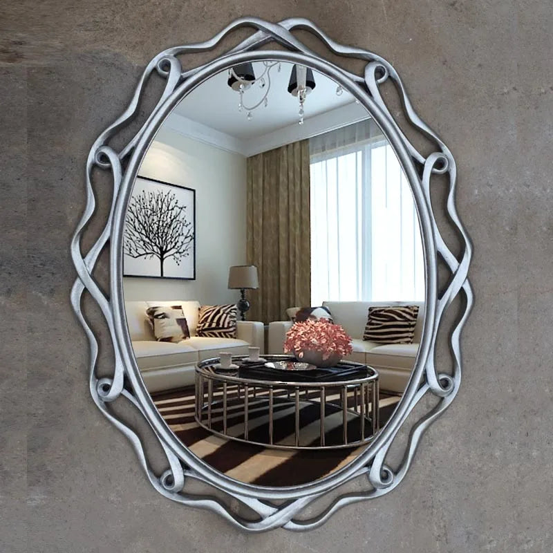 Oval Copper Wall Mirror, European American Style, Waterproof