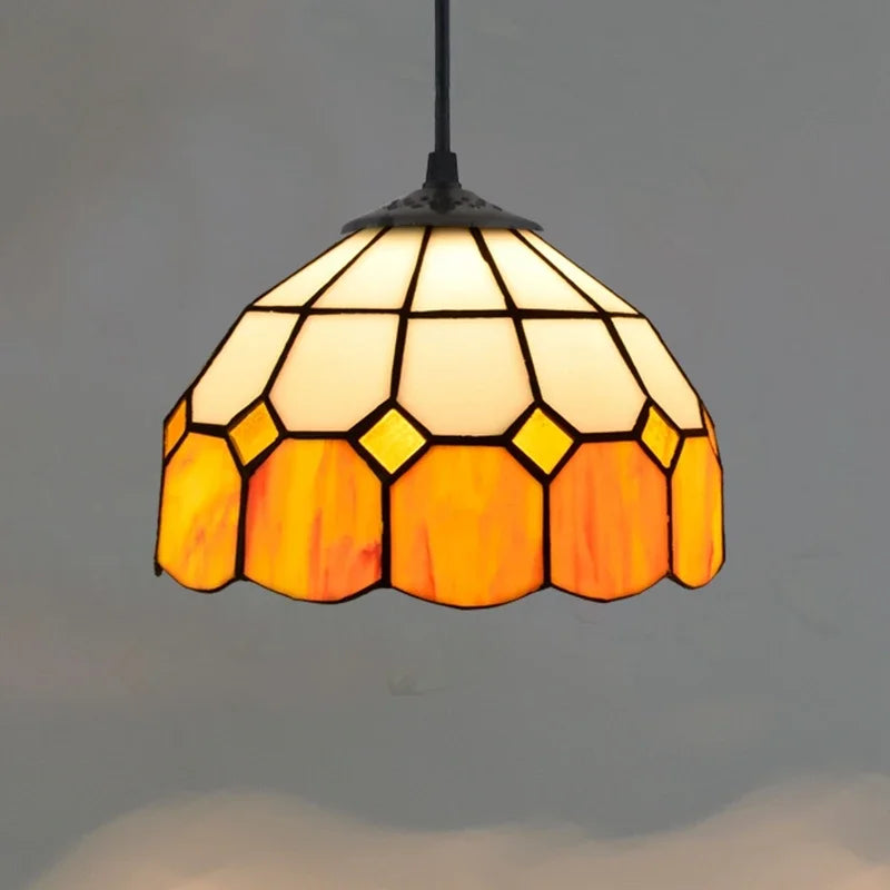 European Retro Colorful Glass Chandelier Bar Restaurant Creative Rural Bedroom Porch Balcony Mediterranean Light Fixture