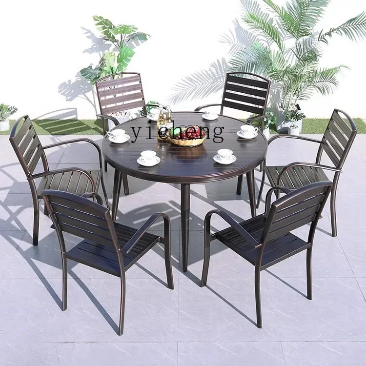 Outdoor Aluminum Alloy Patio Table And Chairs Set For Courtyards