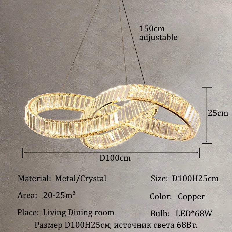KUALOOL Luxury LED Crystal Chandeliers For Living And Dining Ceiling Lights
