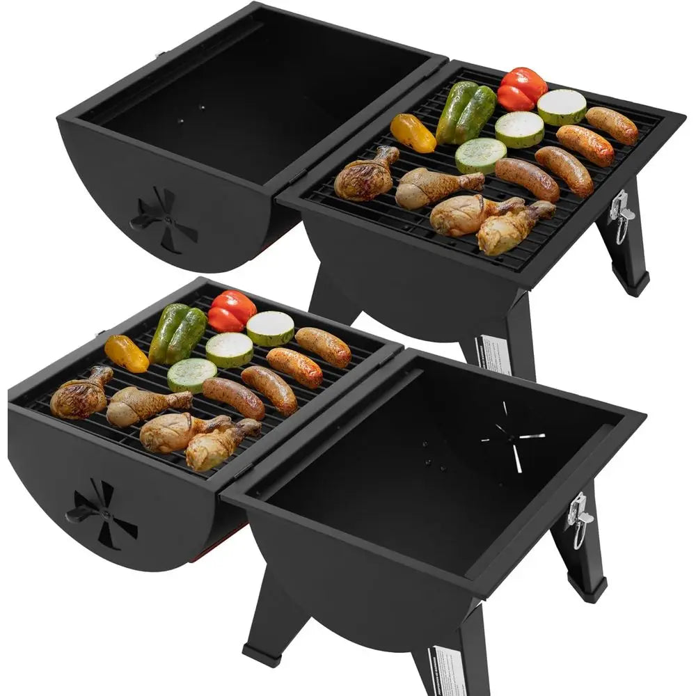 Portable Charcoal Grill, Convertible Lid-to-Grill Zone | Outdoor Compact Tabletop Barrel BBQ Grill with 217 Sq. In., Backyard, P