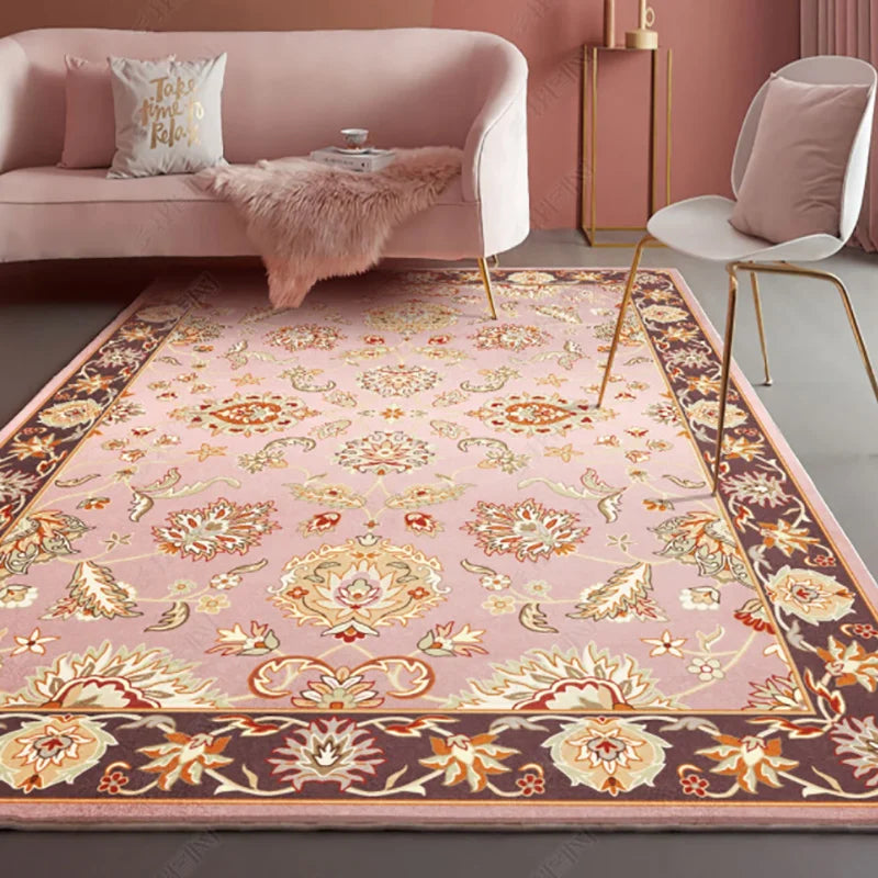 American Retro Plush Living Room Rug Soft Bedroom Carpet Washable