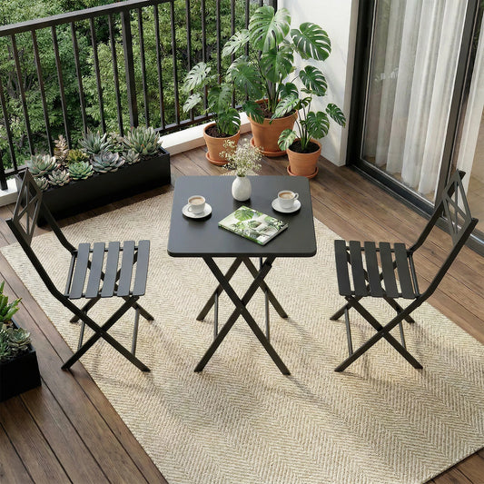GAOMON Folding Patio Bistro Set With Table And Two Chairs