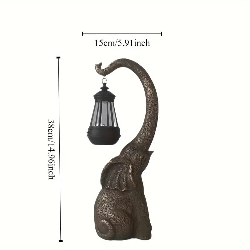 Whimsical Solar Powered Elephant Statue - Outdoor Resin Figurine with LED Light, DIY Landscaping Decor, Yard Lawn Ornament
