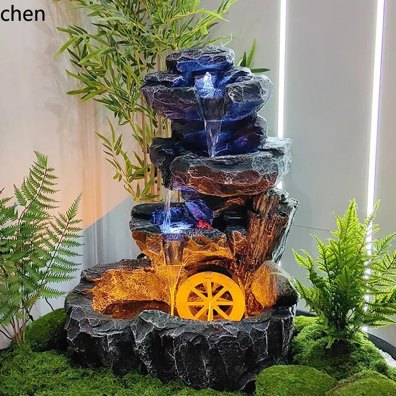 YFY   Outdoor garden rockery with ceramic pots, flowing water feature, recirculating water fountain, stone decor for landscaping
