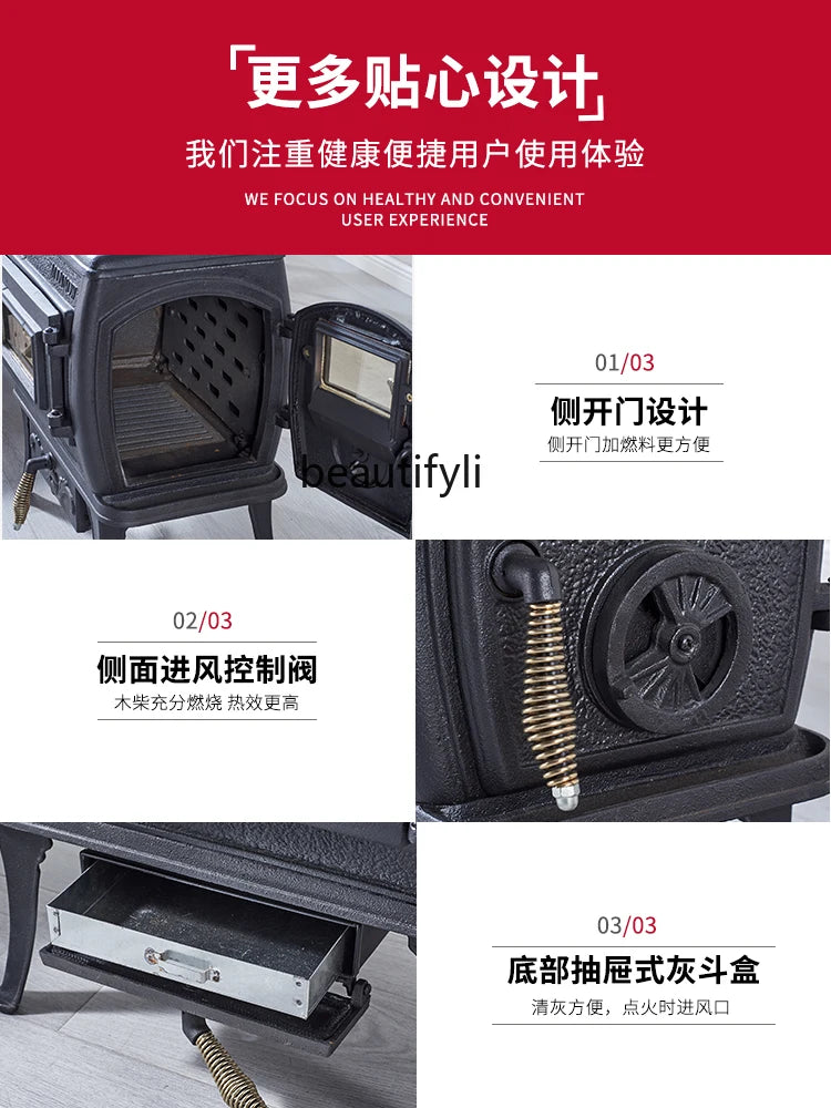 Cast Iron Wood Burning Stove for Reliable Home Heating