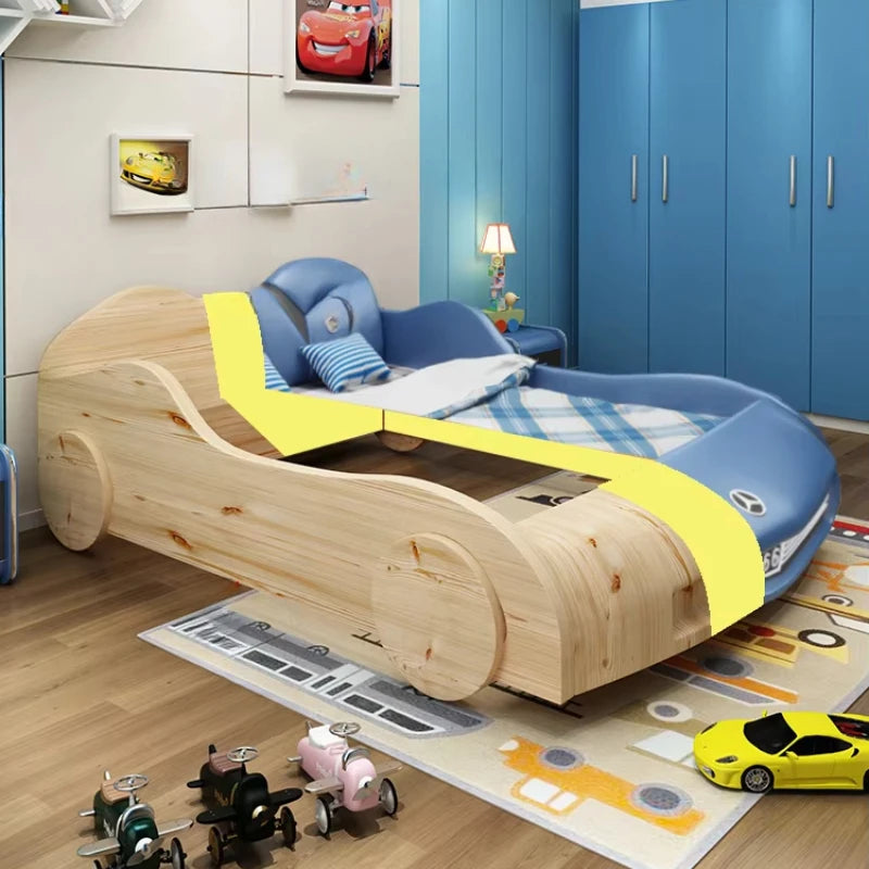 Children Luxury Boys Bed Pretty Unique Cute Nightstand Wood Storage Bed Car Design Camas Moderrna Inteligentes Bedroom Furniture