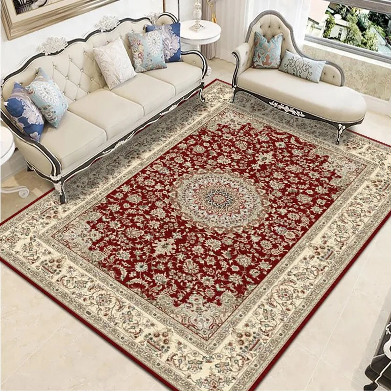 Geometric Persian Style Area Rug For Living Room And Bedroom Polyester Carpet