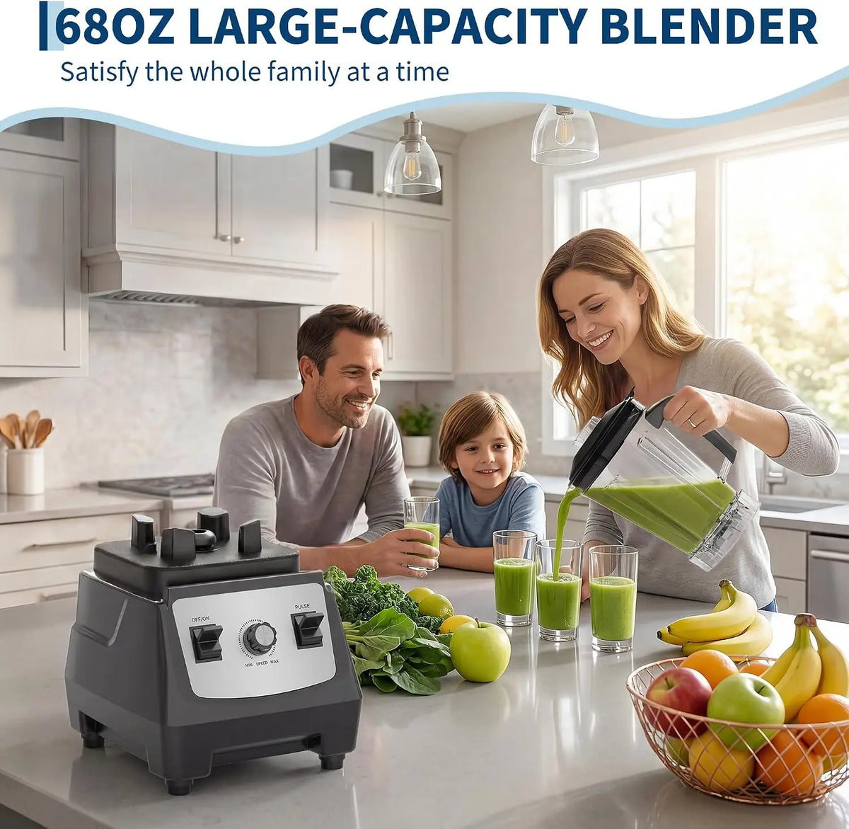 Tacleekii Commercial Blender With Pulse Function For Smoothies And Ice