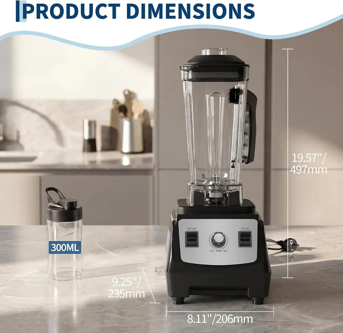 Tacleekii Commercial Blender With Pulse Function For Smoothies And Ice