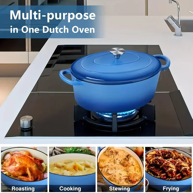 usEnameled Dutch Oven Pot with Lid, Enameled Cast Iron Dutch Oven Pot with Lid, Cast Iron Dutch Oven with Dual Handles for Bread Baking, Non-Stick Enamel Coated Heavy Duty Cookware, Easy to Clean, Heat Retentiond