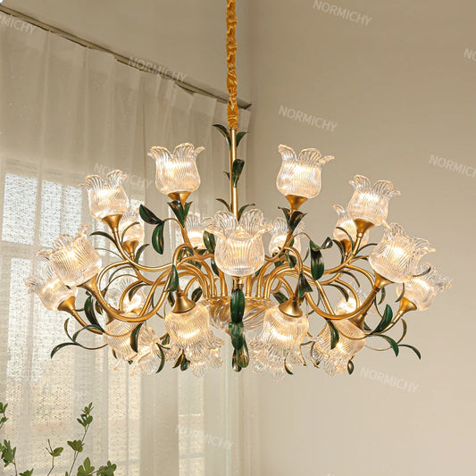 French Retro Living Room Pendant Light Glass Crystal Light Luxury Designer Cream Style High-Rise Mid-Range Restaurant Light
