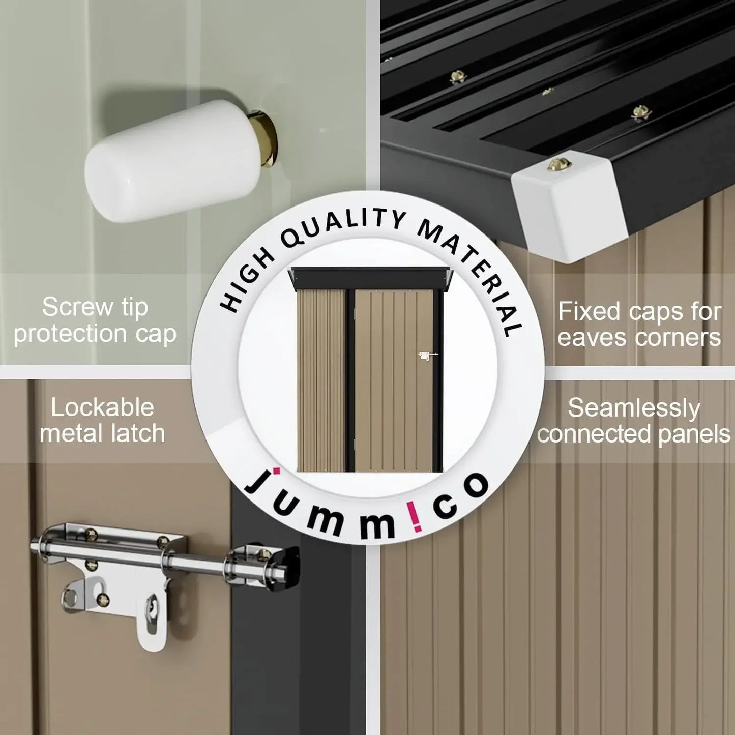 Metal Outdoor Storage Shed With Lockable Door Waterproof Garden Tool Storage