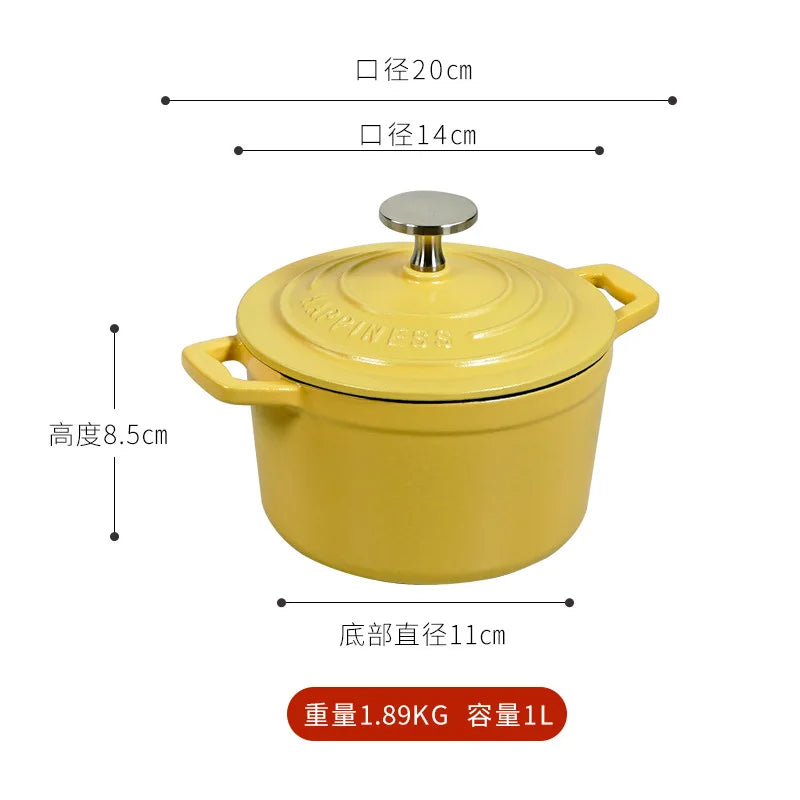 Physically Non-Stick Mini Stew Pot, Enameled Cast Iron Small Milk Pan, All Stove Compatible Soup Casserole Slow Cooker
