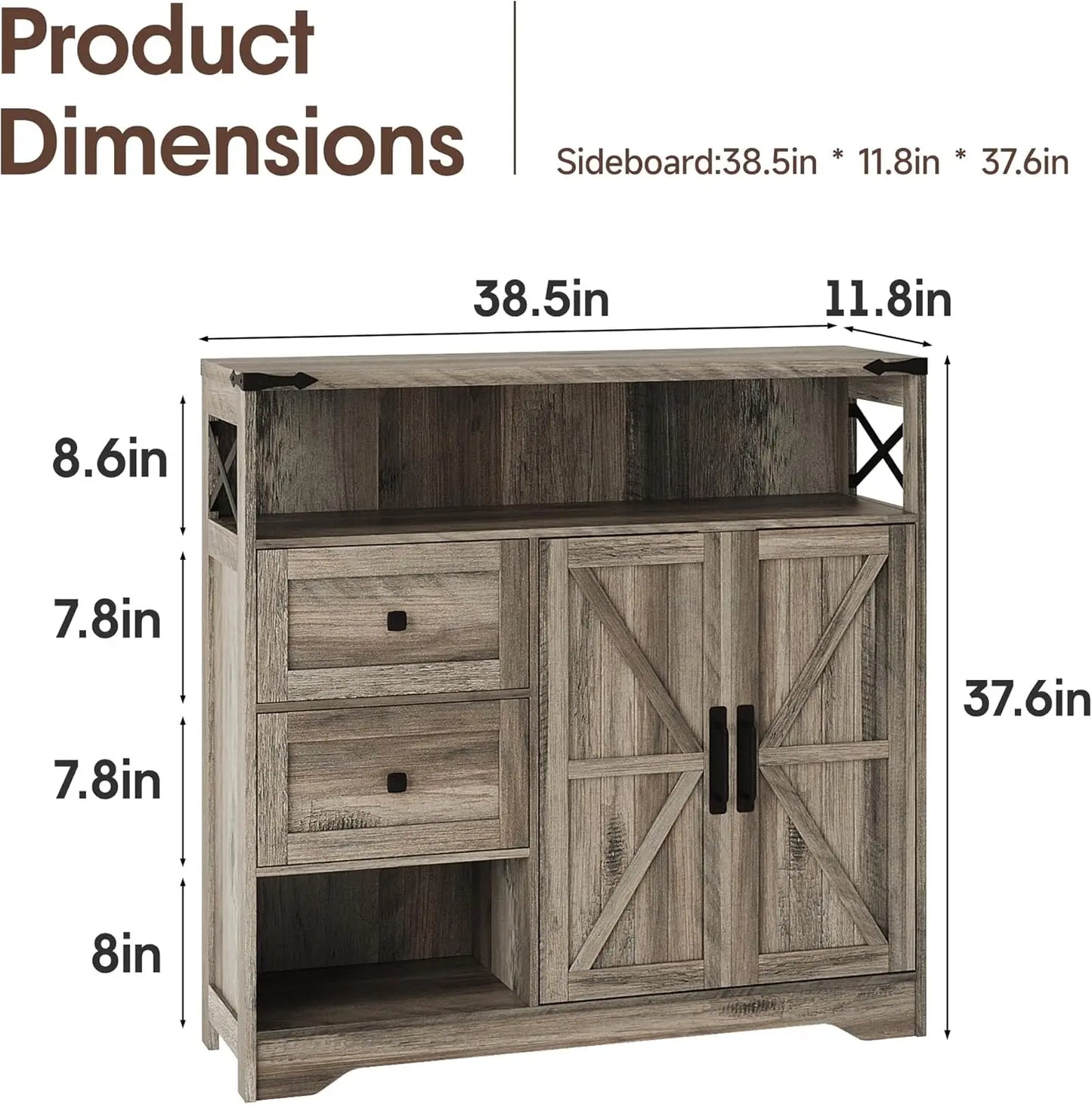Farmhouse Storage Cabinet With Drawers And Barn Doors