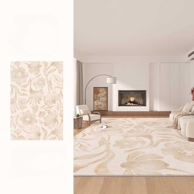 Maillard Style Carpets for Living Room Light Luxury Bedroom Decor Carpet Fluffy Soft French Floral Rug Home Thicken Plush Mat