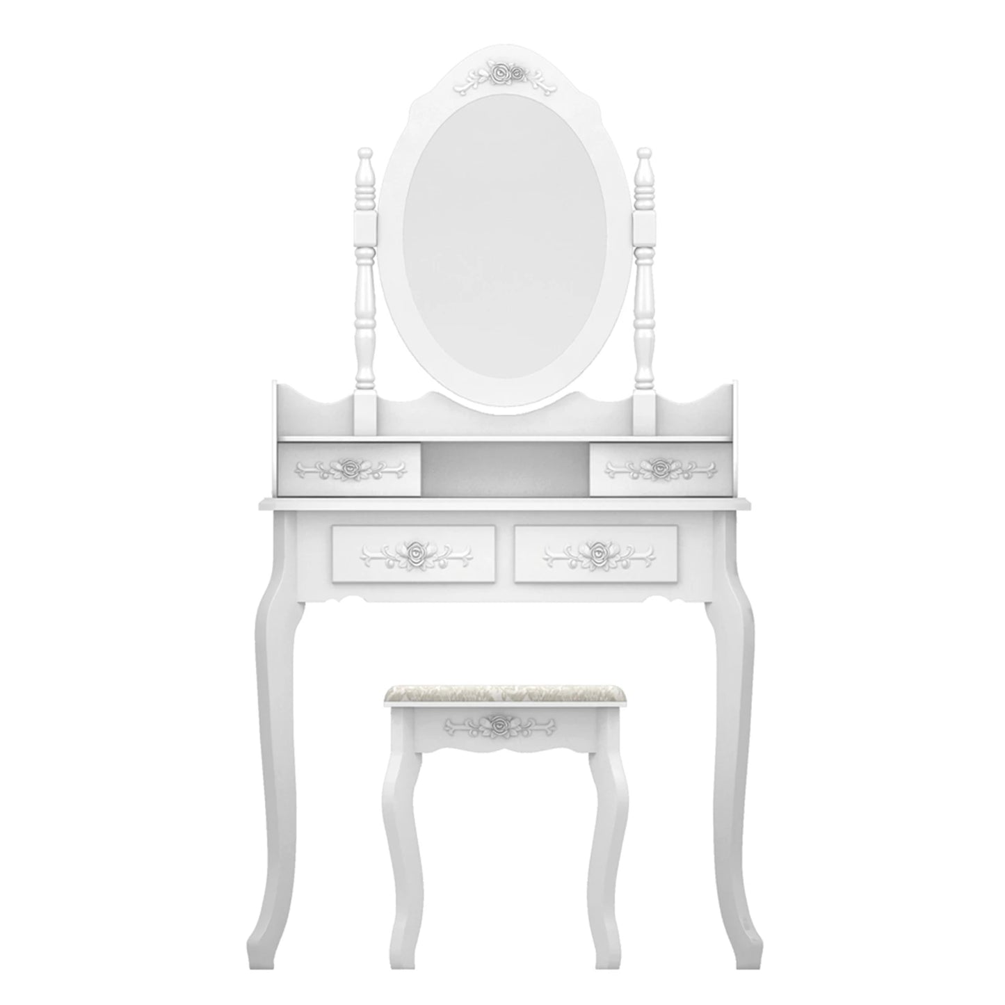 Modern 4-Drawer Dresser With 360-Degree Rotating Mirror