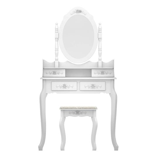 Modern 4-Drawer Dresser With 360-Degree Rotating Mirror