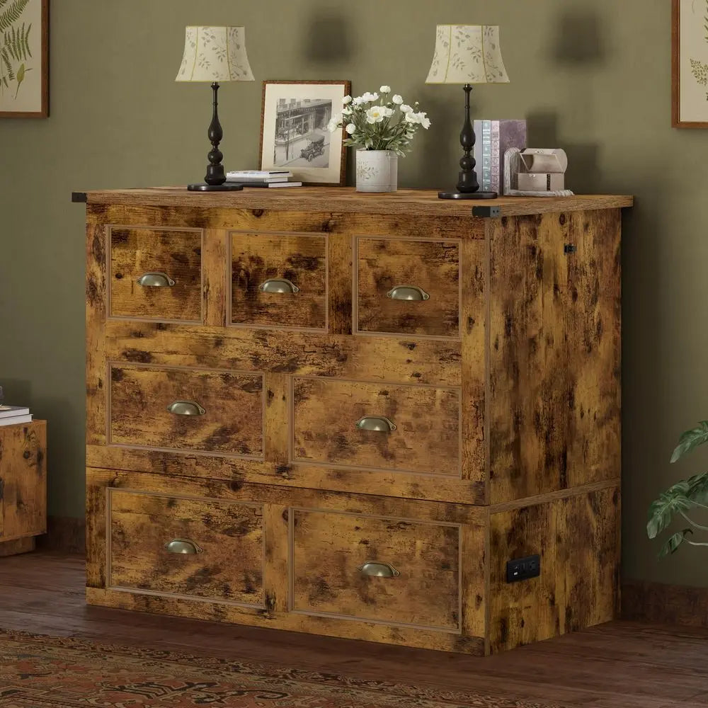 Murphy Bed Cabinet With Charging Station And Storage Drawer