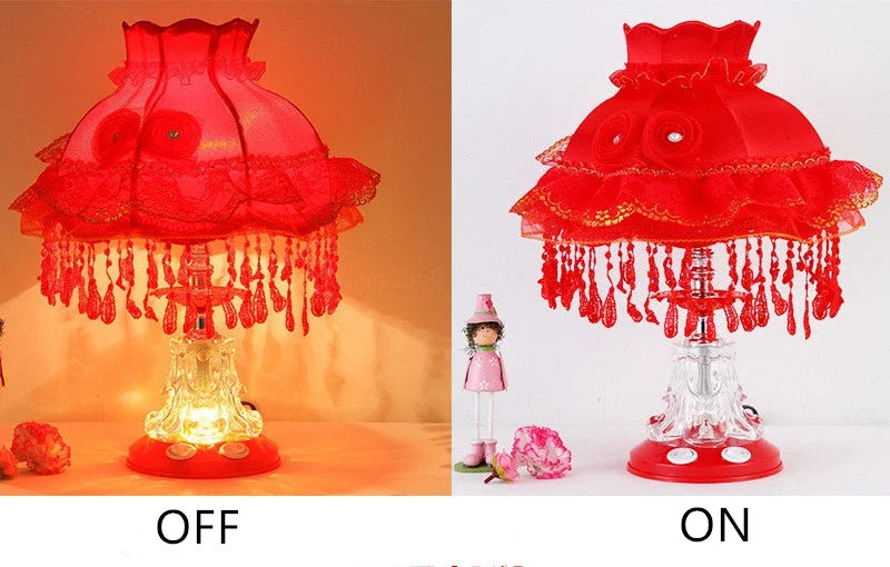 Nordic Retro Pink Table Lamps for Children's Bedroom Bedside Lamp Princess Room Decor Red Desk Lamp