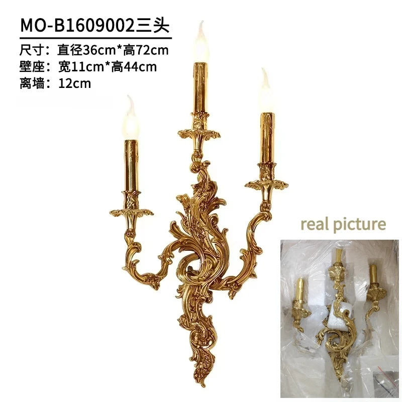 GemSpark European Copper Wall Lamp Vintage Villa Style Living Room