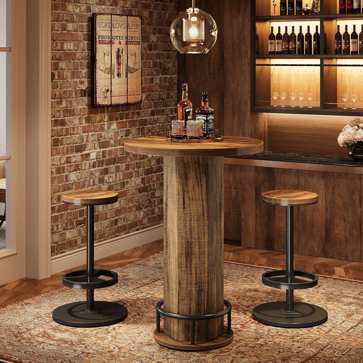 Little Tree Round Bar Table With Chairs Industrial Pub Set
