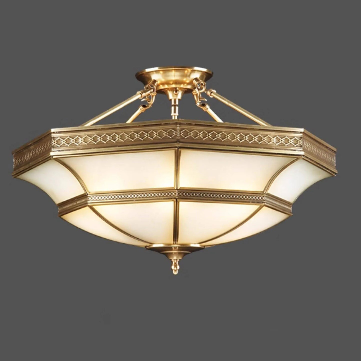 Octagona Copper Bedroom Ceiling Light Europe Glass Lampshade Living Room Ceiling Light Dining Room Ceiling Lamp