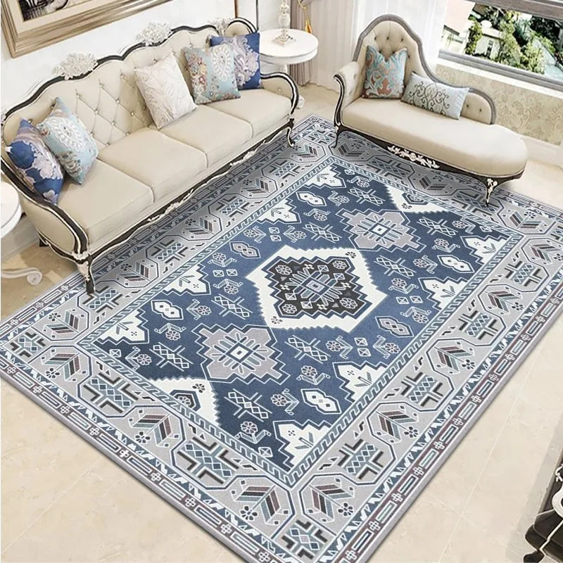 Geometric Persian Style Area Rug For Living Room And Bedroom Polyester Carpet