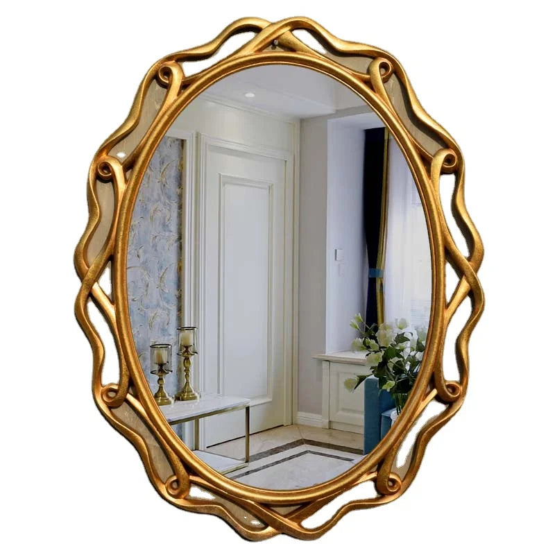 Oval Copper Wall Mirror, European American Style, Waterproof