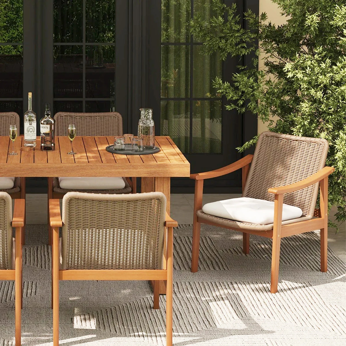 Outdoor Wooden Table And Chair Set For Garden And Patio Furniture