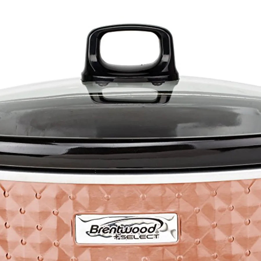 SHXI Slow Cooker Copper Exterior Black Interior For Stews