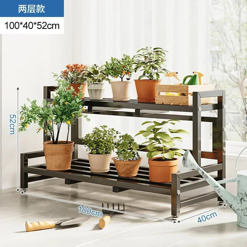 Tiered Display Plant Rack Shelf Universal Outdoor Metal Square Plant Rack Shelf Luxury Black Plantenrek Balcony Furniture