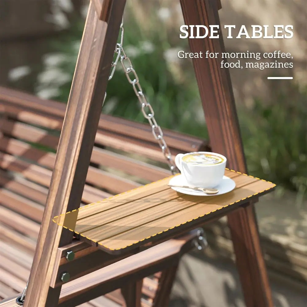 Porch Swing With Stand And Side Tables For Outdoor Patio