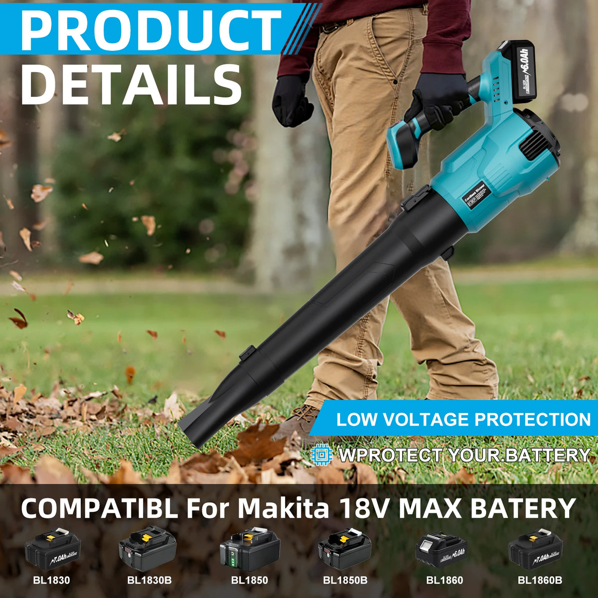 Cordless Leaf Blower For Makita 18V Battery 3-Speed Cannon Blower Super Powerful For Leaf Snow Dust Cleaning Blowing Power Tool