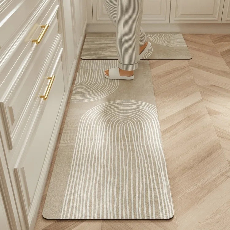 Facaishu Waterproof Kitchen Floor Mat PVC Leather Non Slip Rug