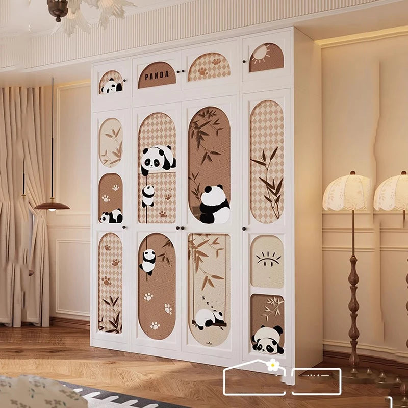 DUTRIEUX Wooden Kids Wardrobe Organizer With Fabric Storage